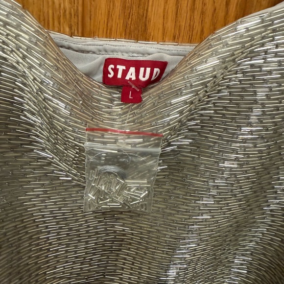 STAUD Le Sable Dress Beaded in Silver size Large - read description - Picture 2 of 12